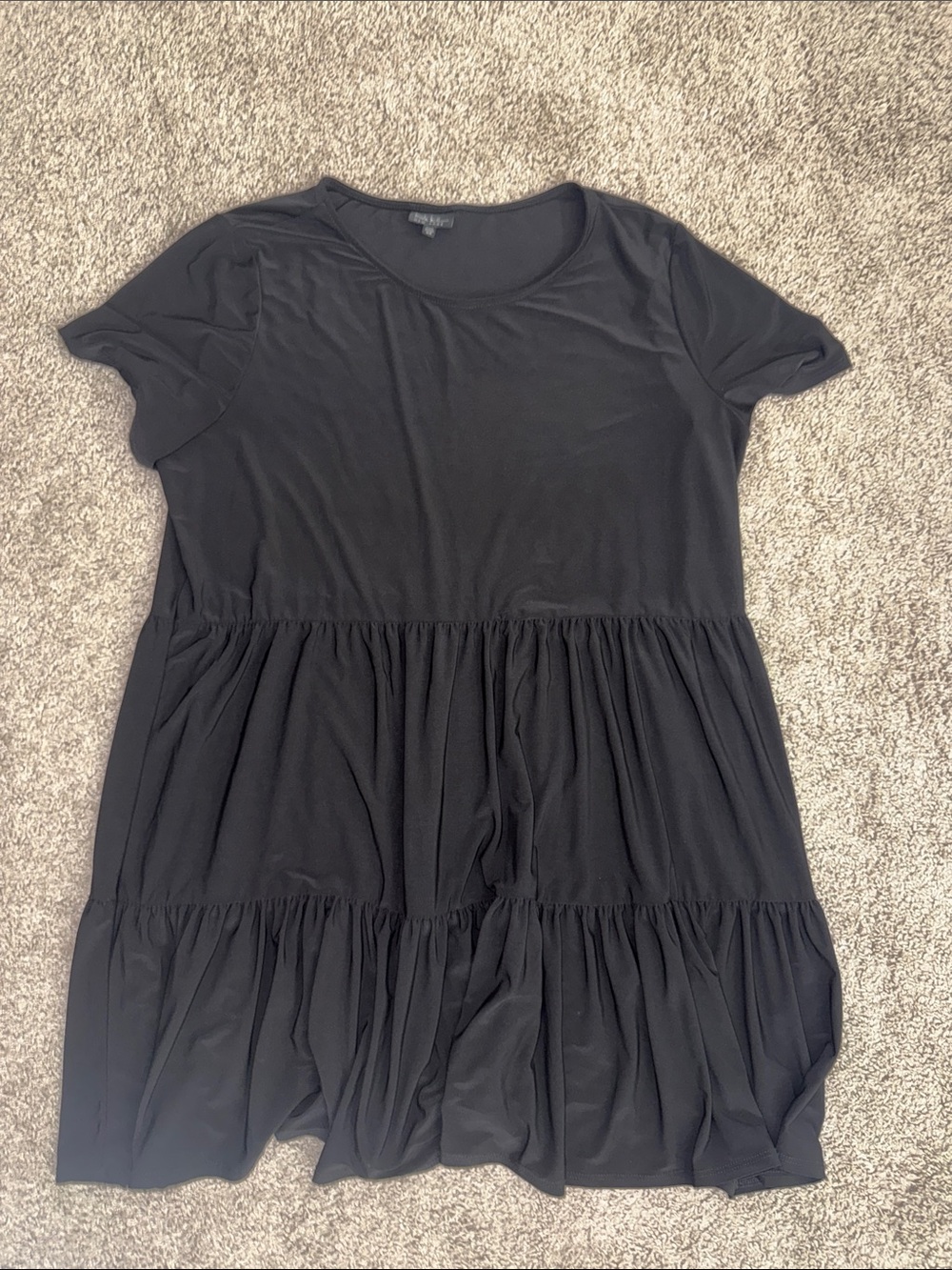 Nicole Miller Black Short-Sleeve Tiered Mini Dress